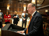 Photo: Chancellor Syverud speaks at the inaugural event of the Joseph I. Lubin Society