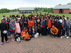 Multicultural picnic group photo