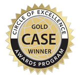 CASE gold badge with text, Circle of Excellence Awards Program