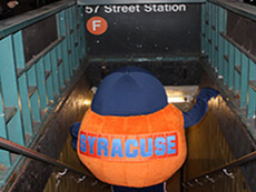Photo: Otto entering the 57th Street NYC subway station