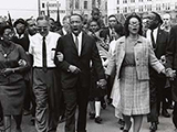 Photo: Martin Luther King, Jr., leading a march for voting rights in Montgomery, AL in 1965